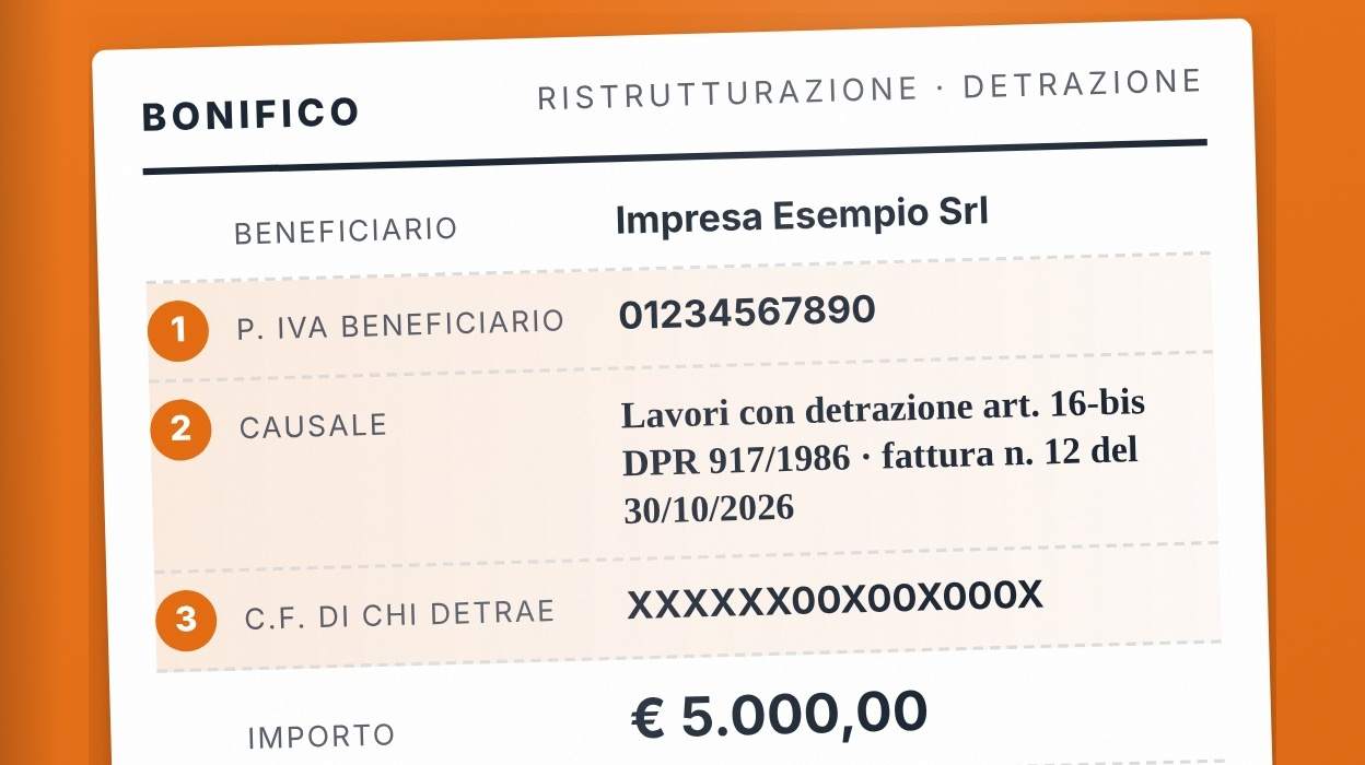 Un bonifico parlante compilato per una ristrutturazione